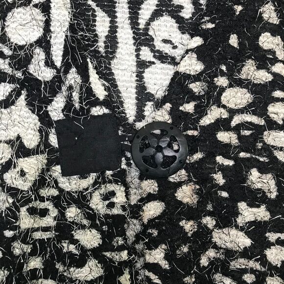 Mirror Image Cardigan Womens 1X Black Ivory Eyelash Knit Button Langenlook Artsy - Picture 4 of 11